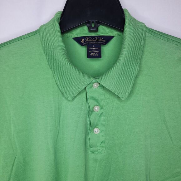 Brooks Brothers Polo Shirt Mens Large Green Performance Knit Double Mercerized - Picture 1 of 12